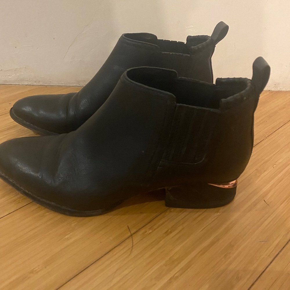 Alexander Wang rose gold black leather boot